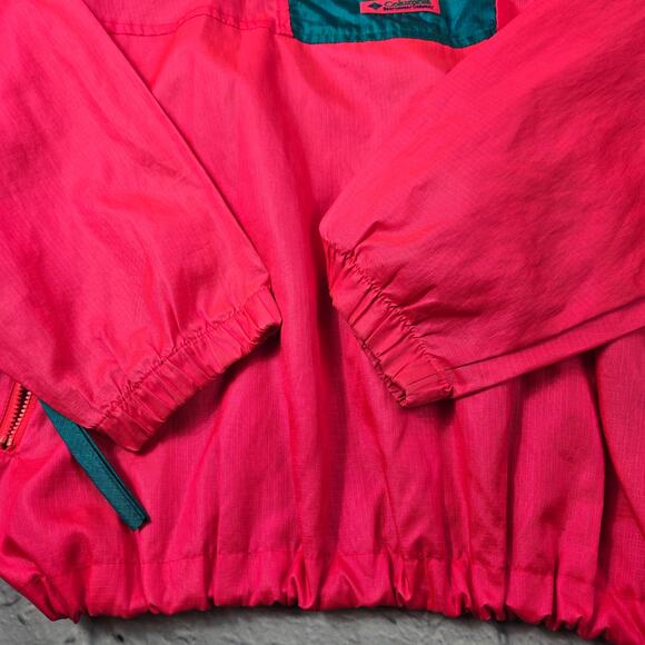 VTG 90s Columbia Men's Jacket Hot Pink Colorblock 1/4 Zip Windbreaker Pullover L - Picture 8 of 16